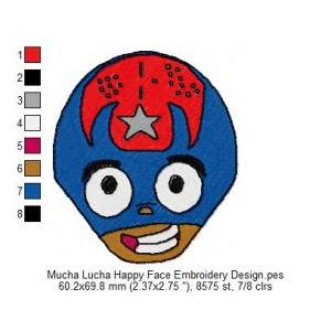 Mucha Lucha Happy Face Embroidery Design